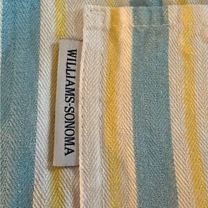 Williams Sonoma Blue and Yellow Striped Cotton Apron